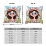 Personalized Quirky Flower Girl Soft Throw Pillow Cover with Name Home Decor Birthday Gift for Girls Friends