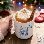 Personalisierte Toile De Jouy Schneemann Weihnachtsmann Nussknacker 11 oz 15 oz Keramikbecher mit Namen Weihnachtsgeschenk für Freunde