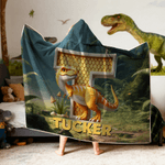 Personalised Fantasy Unicorn Dinosaur Initial Design Soft Hooded Blanket with Name Home Decor Birthday Gift for Kids Family