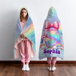 Personalised Fantasy Unicorn Dinosaur Initial Design Soft Hooded Blanket with Name Home Decor Birthday Gift for Kids Family