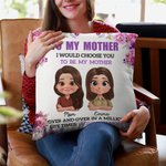 Funda de cojín personalizada de dibujos animados de madre e hija con nombre Decoración del hogar Día de la madre Cumpleaños Regalo para mamá