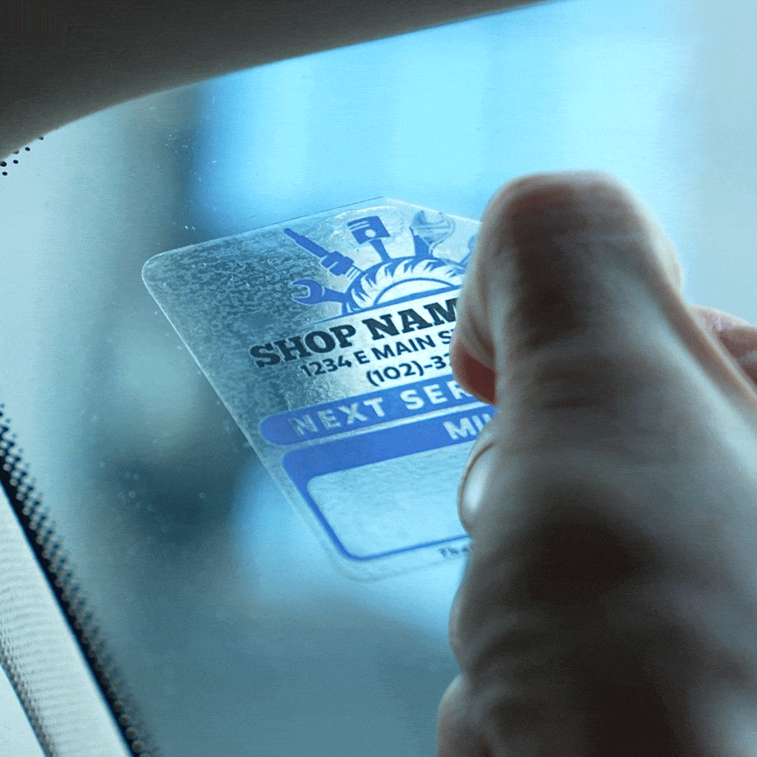 Pegatinas personalizadas multicolores para el parabrisas con el nombre de la empresa del coche Etiquetas transparentes para el próximo servicio Regalo diario para el cliente de la empresa del coche