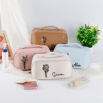 Henkilökohtainen Syntymä Kukka Suuri Avoin Kannettava PU Nahka Makeup Bag nimi Travel tarvikkeet Syntymäpäivä lahja naisille tytöille