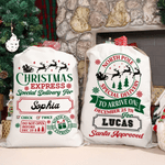 Personalised Christmas Word Cloud Canvas Drawstring Gift Bag with Name Christmas Gift for Friends Family