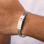 Pulsera personalizada en acero inoxidable con bloques de nombres de 1 a 12 grabados regalo de aniversario y cumpleaños para papá o abuelo