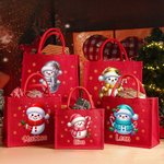 Personalisierte Jute-Tasche Tote Bag im Weihnachten-Schneemann-Design mit Schneeflocke und Namen Weihnachten Party Geschenk für Kinder Familie