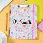 Personalized Floral A4 Clipboard with Name PP Inner Page and Notepad Office Supplies Birthday Gift for Teacher Student Office Staff
