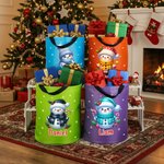 Personalized Cute Cartoon Snowman LED Light Bucket Bag with Name Holiday Storage Decor Christmas Gift for Kids Friends Family