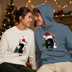 Sweat-shirt à Capuche Multicolore Personnalisé avec Motif Sapins Bonhommes de Neige Initiale et Nom Cadeau Noël pour Famille et Amis
