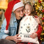 Personalized Birth Flower Drawstring Gift Bag with Name Birthday Anniversary Christmas Gift for Kids Family Friends