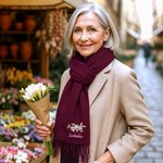 Sciarpa personalizzata colorata ricamata floreale, morbida e calda con nappe e nome, regalo di compleanno per le donne.