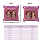 Funda de cojín personalizada de dibujos animados de madre e hija con nombre Decoración del hogar Día de la madre Cumpleaños Regalo para mamá