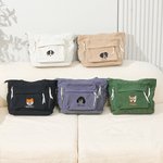 Personalized Embroidered Pet Avatar Corduroy Zipper Shoulder Tote Bag with Name Travel Accessories Birthday Christmas Gift for Pet Lovers Friends