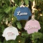 Personalized Chunky Knit Sweater Acrylic Ornament with Name and Birth Information Home Tree Decor Baby's 1st Christmas Gift for New Baby New Parent