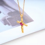 Personalized I Love You Birthstone Cross Necklace Dainty Jewellery Baptism Prayer Day Anniversary Gift for Women Christians