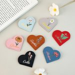 Personligt PU-läder Födelseblomma Hjärtformat bokmärke med namn Födelsedag Jubileum Julklapp för bokälskare Bokmaskar