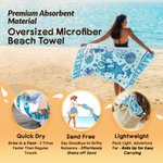 Personalized Ocean Starfish Quick Dry Oversized Beach Towel with Name Summer Travel Essential Gift for Friend Family