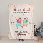 Personnalisé We'll Be Friends until We're Old and Senile Soft Throw Blanket with 2-6 Names Home Decor Birthday Gift for Sisters Besties (Nous serons amis jusqu'à ce que nous soyons vieux et séniles)