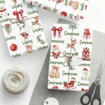 Personalized Santa Claus Elk Snowman Wrapping Paper with Name Christmas Favor Packing for Kids Family Friends