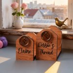 Personalised Buttons Wooden Thread Holder with Text and Magnet Sewing Tools Mother's Day Birthday Gift for Needlecraft Lovers