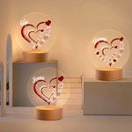 Personalised Grandma Heart with Family Kids Names LED Night Light with Wooden Base Christmas Mother's Day Gift for Mom Grandma