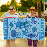Personalized Ocean Starfish Quick Dry Oversized Beach Towel with Name Summer Travel Essential Gift for Friend Family
