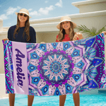 Personalized Mandala Bohemian Style Quick Dry Beach Towel with Name Travel Essentials Beach Party Birthday Gift for Women Men