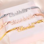 Personalized Multiple Fonts Herringbone Chain Necklace with Name Anniversary Birthday Gift for Friends Women