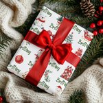 Personalized Santa Claus Elk Snowman Wrapping Paper with Name Christmas Favor Packing for Kids Family Friends