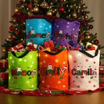 Personalized Cute Santa Claus Christmas Theme Alphabet LED Light Bucket Bag with Name Christmas Gift for Kids