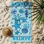 Personalized Ocean Starfish Quick Dry Oversized Beach Towel with Name Summer Travel Essential Gift for Friend Family
