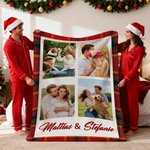 Personalisierte 3–9 Fotos Collage Decke mit Namen oder Text Super Weiches Material Haus Deko Hochzeits- oder Weihnachtsgeschenk für Familie Freunde