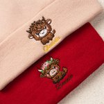 Personalised Highland Cow Pattern Embroidered Name Soft Knitted Beanie Hat Winter Accessory Birthday Gift for Highland Cow Lover Kid