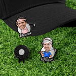 Personalized Cartoon Character Face Photo Golf Ball Marker Magnetic Hat Clip with Name Birthday Game Day Gift for Golf Lover