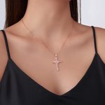 Personalized I Love You Birthstone Cross Necklace Dainty Jewellery Baptism Prayer Day Anniversary Gift for Women Christians