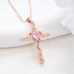 Personalized I Love You Birthstone Cross Necklace Dainty Jewellery Baptism Prayer Day Anniversary Gift for Women Christians