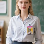 Gepersonaliseerde Potlood Compositie Notebook papier PU lederen ID Badge houder met tekst Terug naar school Waardering Gift voor leraar