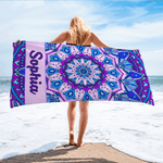 Personalized Mandala Bohemian Style Quick Dry Beach Towel with Name Travel Essentials Beach Party Birthday Gift for Women Men