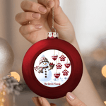 Personlig 1-14 Paw Prints Hearts Snowman Julkulprydnad med namn och text Juldekoration Julklapp till familj och vänner