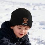 Personalised Highland Cow Pattern Embroidered Name Soft Knitted Beanie Hat Winter Accessory Birthday Gift for Highland Cow Lover Kid