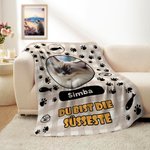 Personalisierte Weiche Decke mit Haustierfoto Pfotenabdruck Namen und Text Haus Deko Geburtstag Geschenk für Tierhalter Liebhaber Familie Freund
