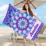 Personalized Mandala Bohemian Style Quick Dry Beach Towel with Name Travel Essentials Beach Party Birthday Gift for Women Men