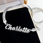 Personalized Multiple Fonts Herringbone Chain Necklace with Name Anniversary Birthday Gift for Friends Women