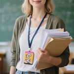 Gepersonaliseerde Potlood Compositie Notebook papier PU lederen ID Badge houder met tekst Terug naar school Waardering Gift voor leraar