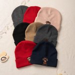 Personalised Highland Cow Pattern Embroidered Name Soft Knitted Beanie Hat Winter Accessory Birthday Gift for Highland Cow Lover Kid