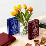 Personalised Retro Reading Girl Clear Acrylic Book Vase with Name Bookshelf Room Decor Birthday Gift for Friends Book Lovers