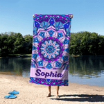 Personalized Mandala Bohemian Style Quick Dry Beach Towel with Name Travel Essentials Beach Party Birthday Gift for Women Men
