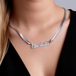 Personalized Multiple Fonts Herringbone Chain Necklace with Name Anniversary Birthday Gift for Friends Women