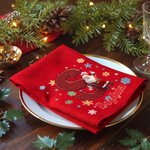 Personalized Snowflake 3D Cartoon Santa Claus Initial 100% Cotton Reusable Napkin with Name Table Decor Christmas Gift for Family