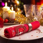 Personalized Snowflake 3D Cartoon Santa Claus Initial 100% Cotton Reusable Napkin with Name Table Decor Christmas Gift for Family